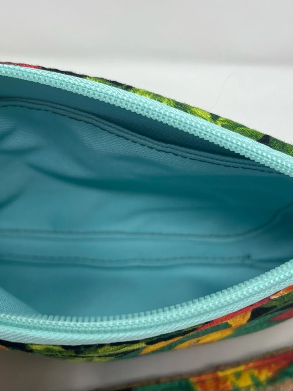 Handmade Tropical Parrot Cork Fabric Wristlet  Zipper Pouch Clutch Bag